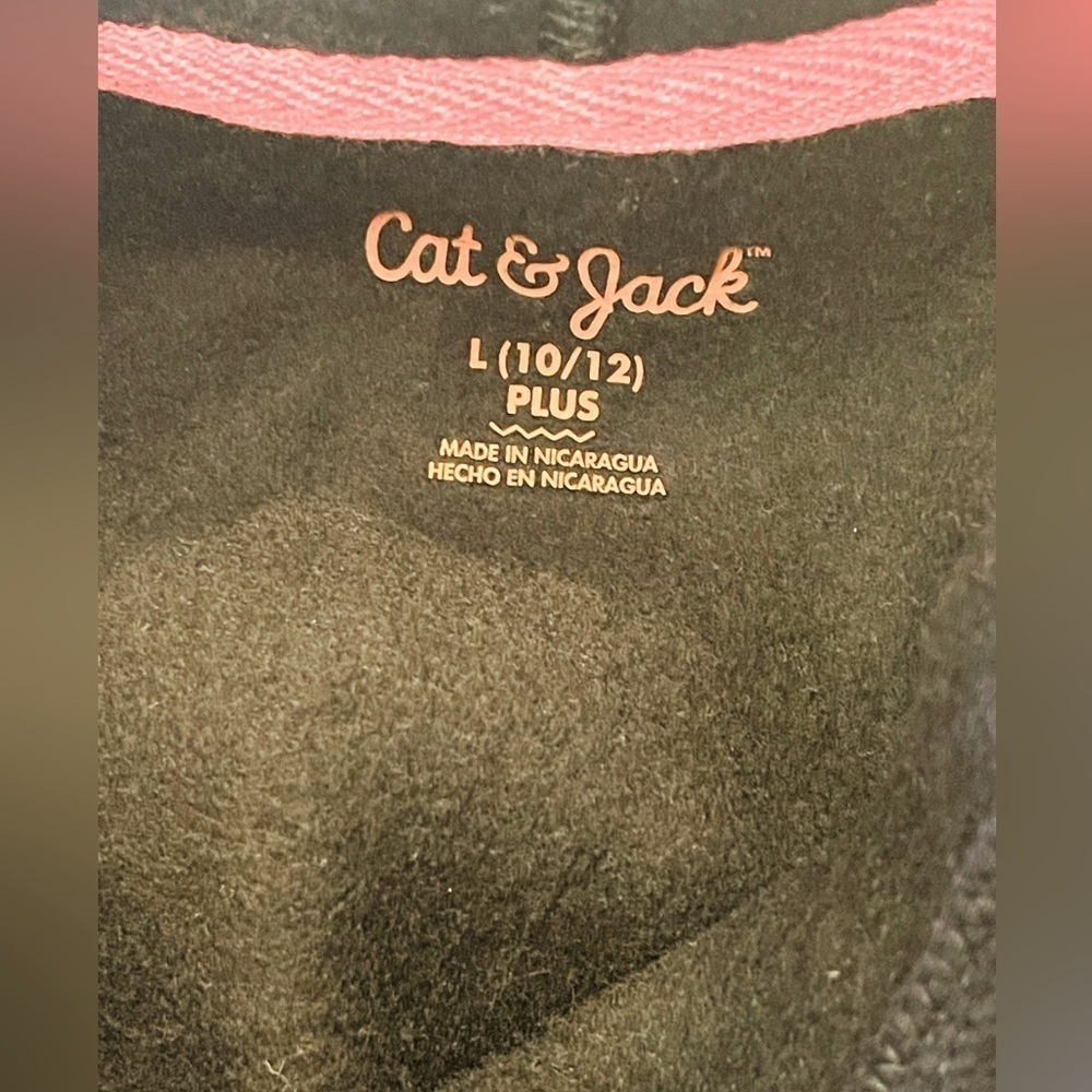 Cat & Jack Girls L(10-12) Black Fleece Pullover Hoodie Sweatshirt "Peace" - Picture 11 of 11